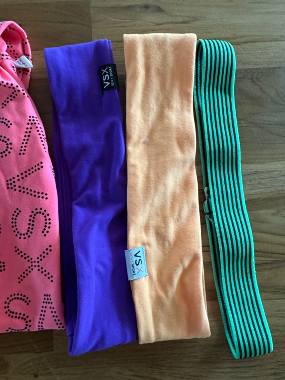Victoria Secret VSX Neon Green, White, Purple & Pink Workout Headband Set - 7 - Picture 8 of 10